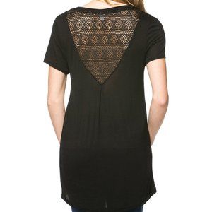 Black Diamond-Lace Scoop Neck Tee - Women